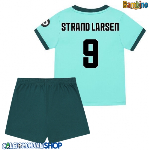 Maglie da calcio Wolves Jorgen Strand Larsen #9 Seconda Maglia Bambino 2025-26 Manica Corta + Pantaloni corti)